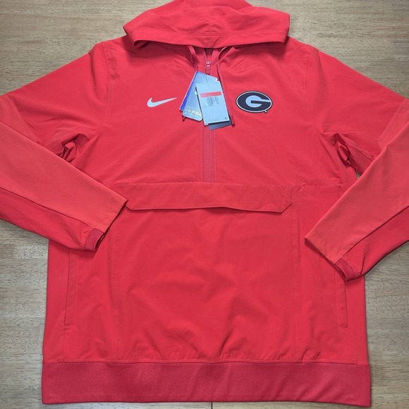 UGA Georgia Bulldogs Nike Team Issued On Field Pull Over 1/2 zip Coach Jacket L - Picture 2 of 7